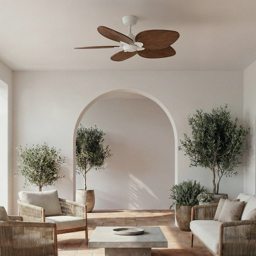 Ventilador de techo con luz Sulion Alma 100cm LED blanco y madera oscura motor DC CCT — vista 2