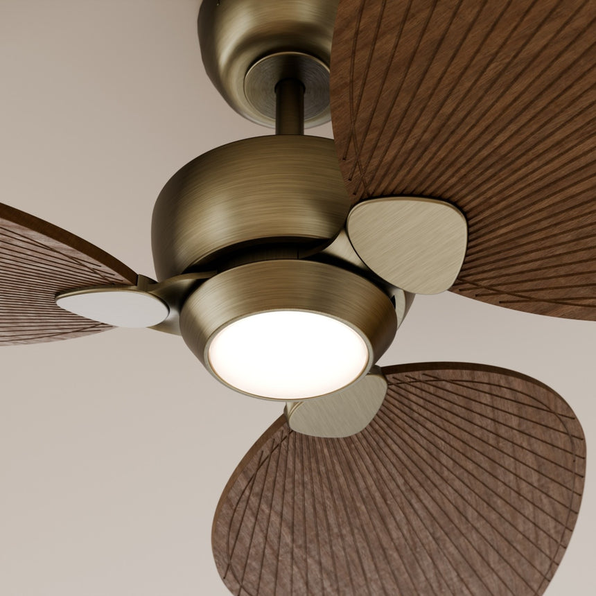 Ventilador de techo con luz Sulion Alma 100cm LED latón y madera oscura motor DC CCT — vista 3