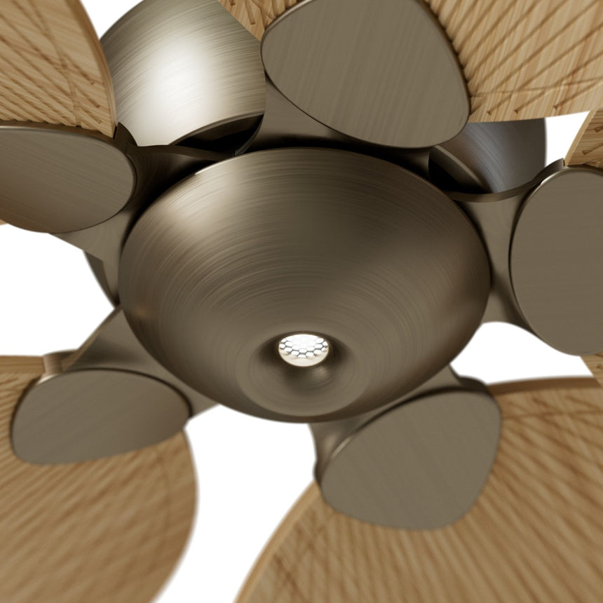 Ventilador de techo con luz Sulion Alma 132cm LED latón y madera clara motor DC CCT — vista 3