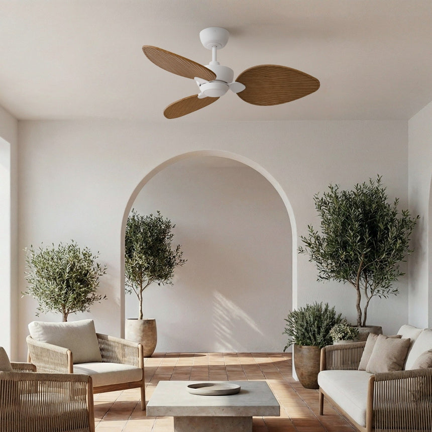 Ventilador de techo Sulion Alma 100cm blanco y madera media motor DC con mando — vista 2