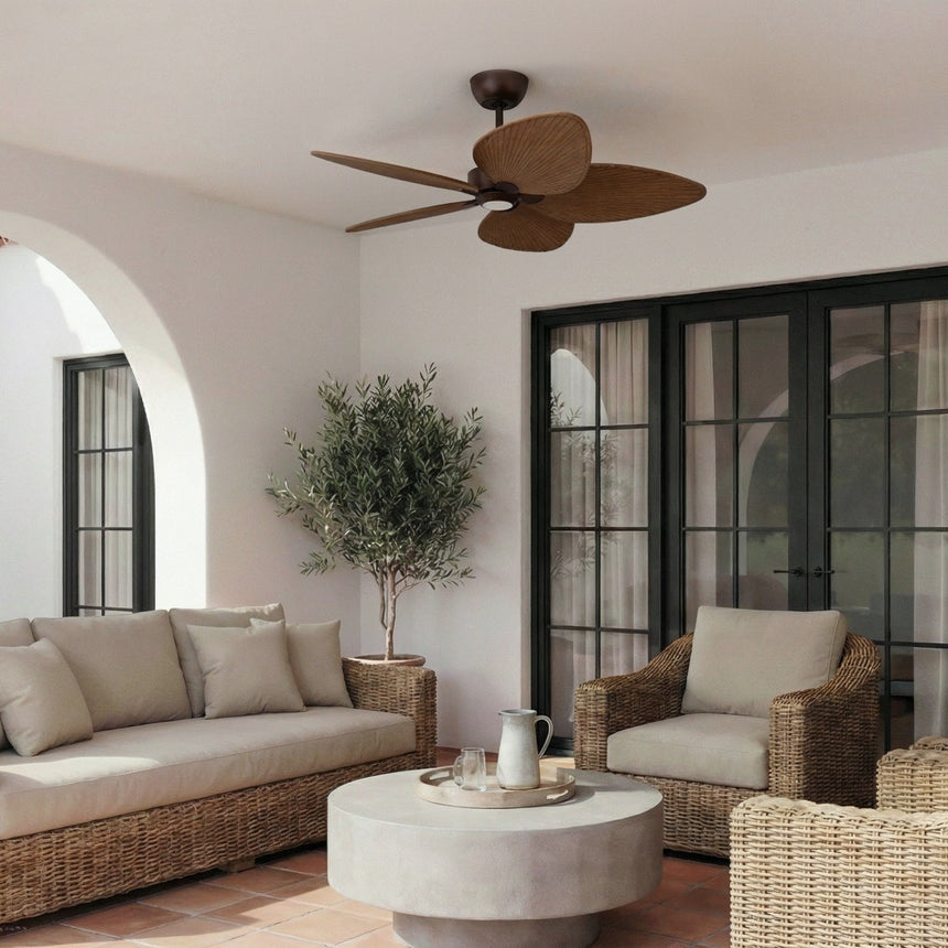 Ventilador de techo con luz Sulion Alma 132cm marrón óxido y madera oscura motor DC 2248141 — vista 3