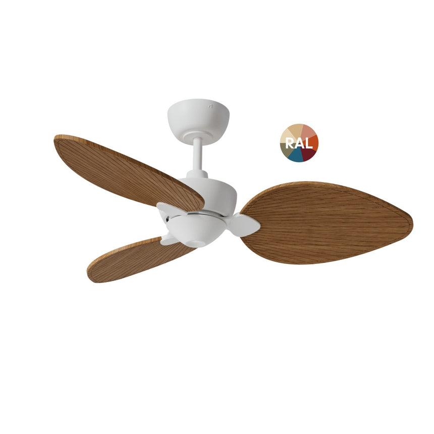 Ventilador de techo con luz Sulion Alma LED madera blanco apto exterior CCT IP44 6W 2309552