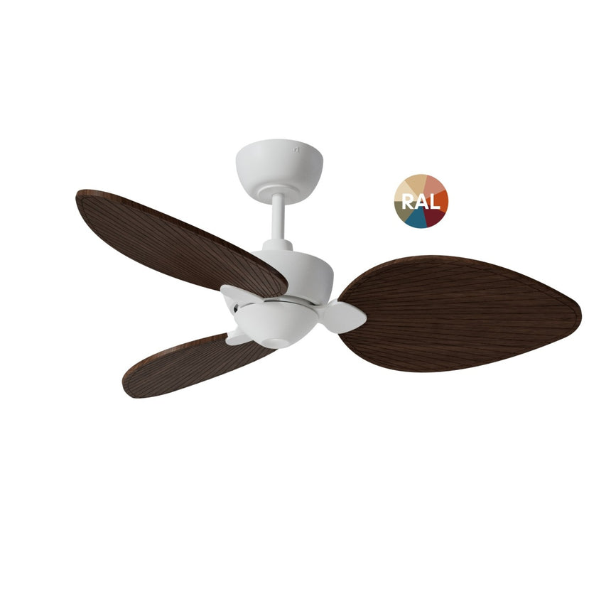Ventilador de techo con luz Sulion Alma LED madera blanco apto exterior CCT IP44 6W 2309569