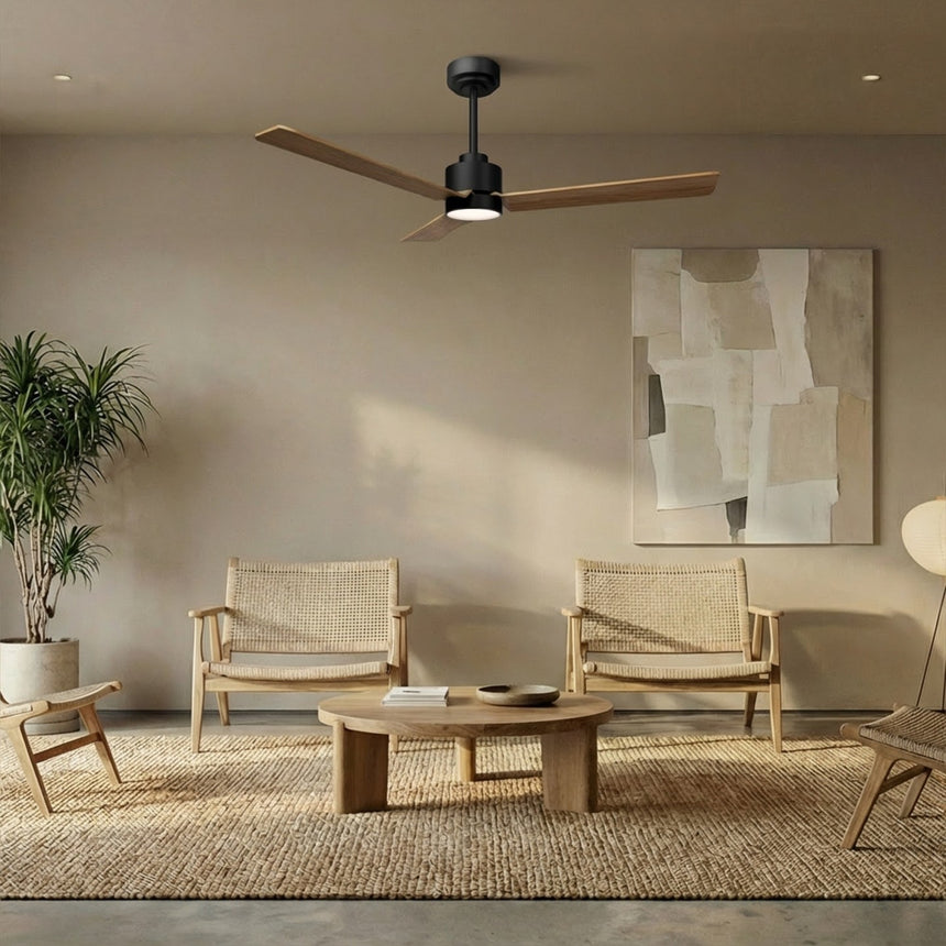 Ventilador de techo con luz Sulion Anne 127cm LED negro y madera media motor DC CCT — vista 2