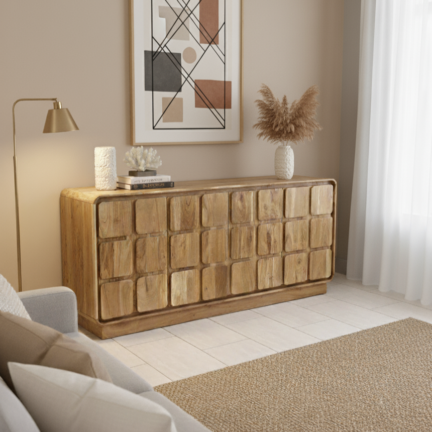 Aparador madera mango 4 puertas 180x40x80cm 39496