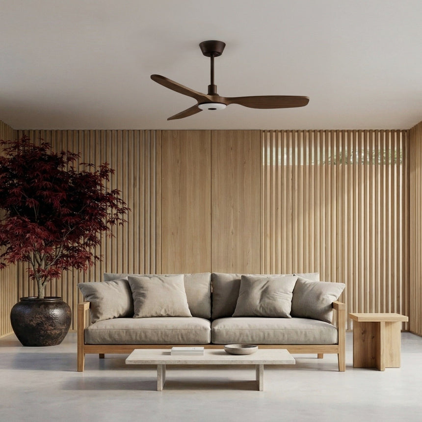 Ventilador de techo con luz Sulion Balcony Neo 107cm marrón y madera oscura motor DC — vista 2