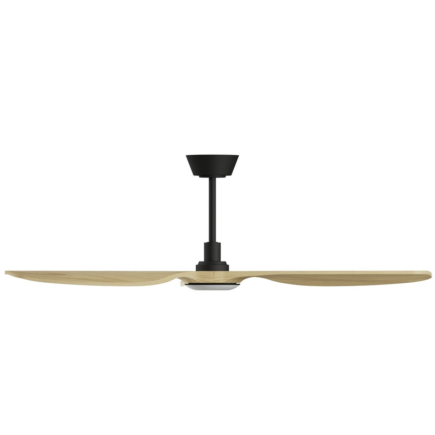 Ventilador de techo con luz Sulion Balcony Neo 142cm LED negro y madera clara motor DC — vista 3