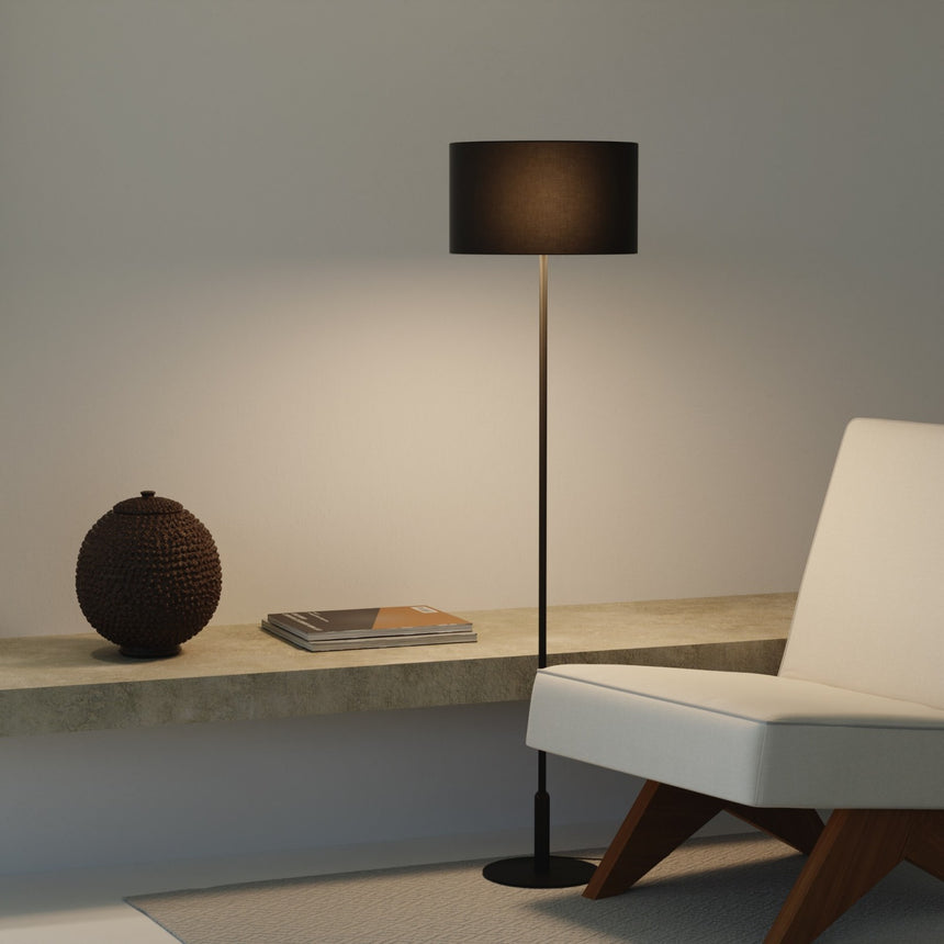 Lámpara de pie Sulion Basic Stylo LED E27 tela negro con pantalla 40W 2173580