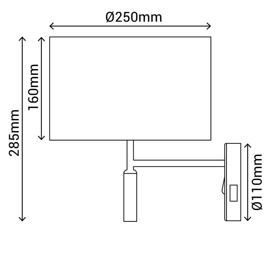 Aplique de pared Sulion Basic Stylo LED E27 tela natural con pantalla Ø25cm 40W 2191256