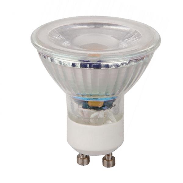 Bombilla LED GU10 LEDME Glass LM7178 de 7 W y 4500 K, vista completa de la bombilla de cristal