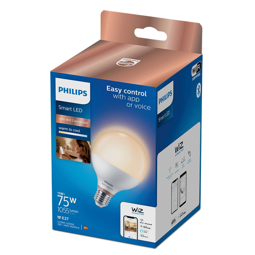 Philips smart WiZ globe LED bulb G95 75W 927-65 WiFi 372603