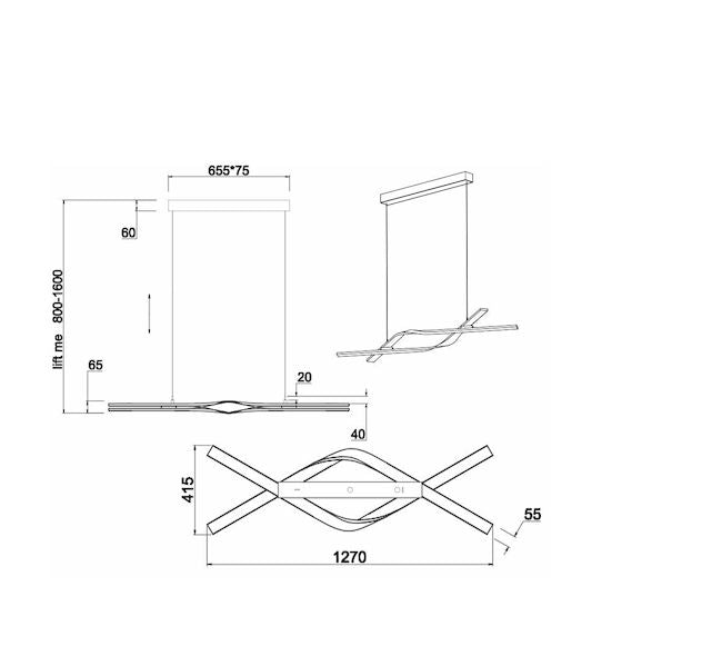 Trio Cicenza LED Pendant Ceiling Light Black Dimmable 378510232