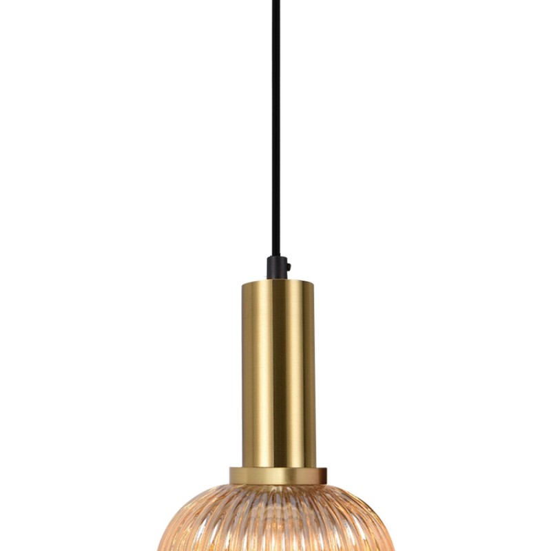 1-light pendant lamp in gold-painted steel 8922