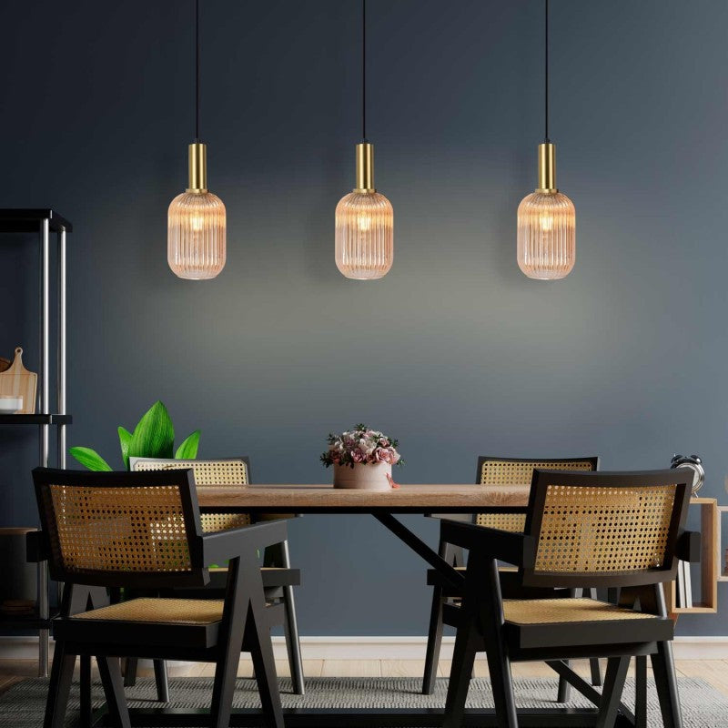 1-light pendant lamp in gold-painted steel 8922