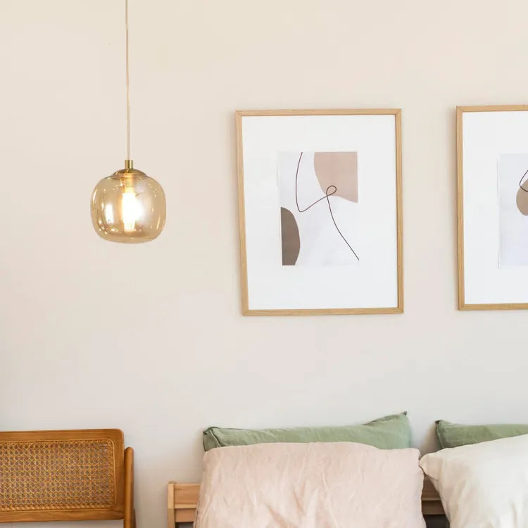 Lámpara de techo colgante 1 luz hierro tulipa ámbar Ø12cm 3156