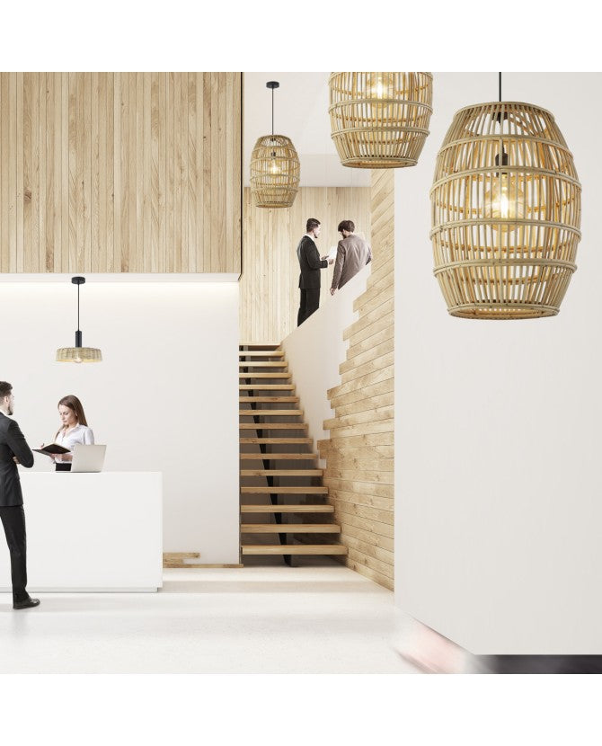 AJP Riviera Natural Wood Pendant Ceiling Lamp 1 x E27 11133