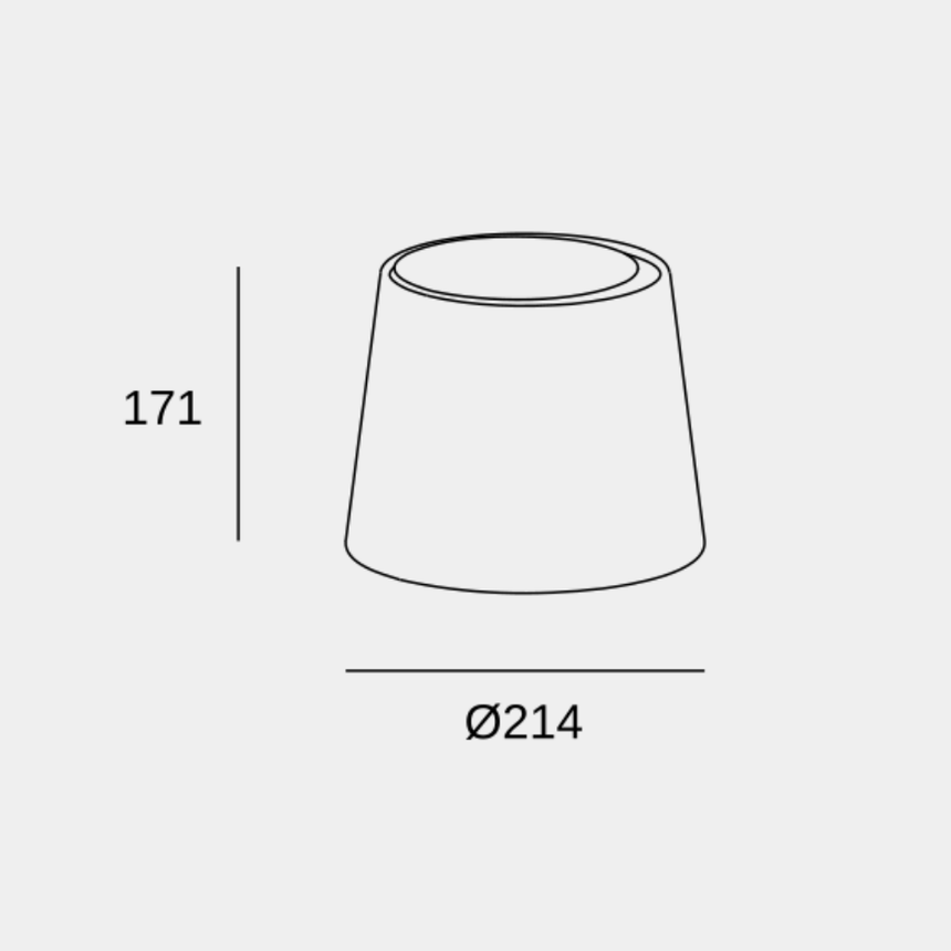 Pantalla LedsC4 Shade Round negro Ø21,4cm PAN-233-05 - plano acotado