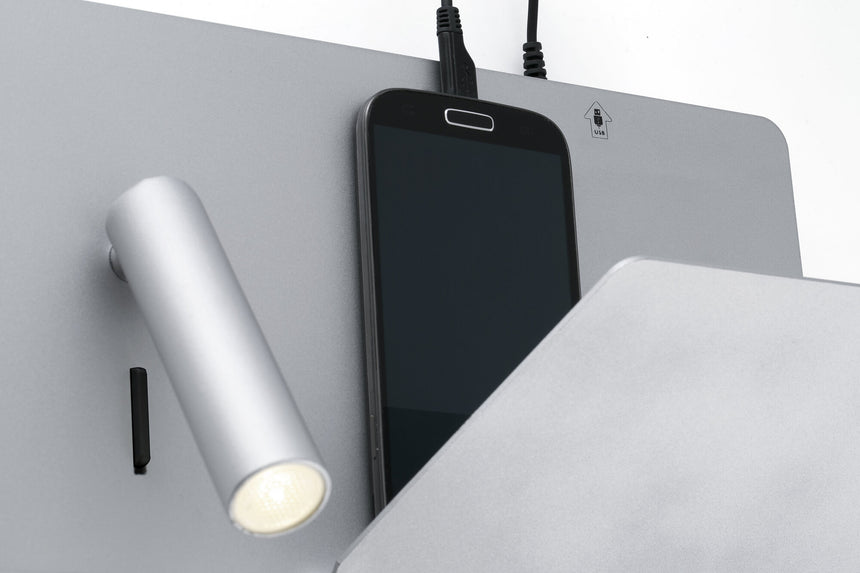 Faro SUAU USB Gray wall lamp with right reader 62123