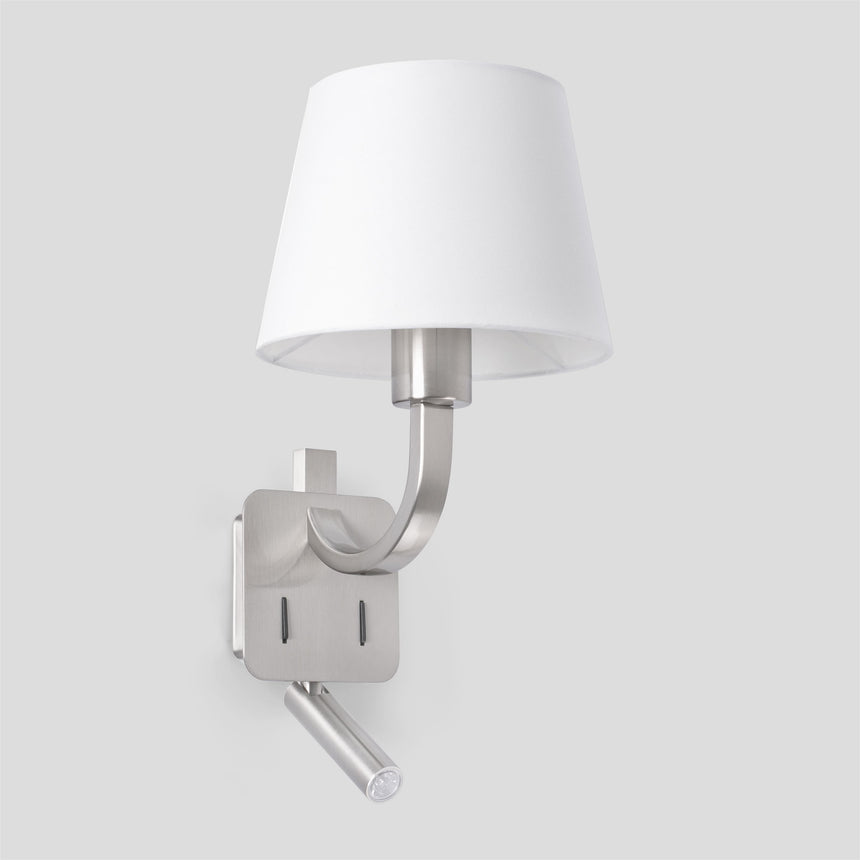 Faro ESSENTIAL Matte nickel wall lamp with LED reader 29341