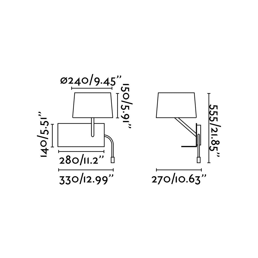 Faro HANDY White wall lamp with left LED reader 28415