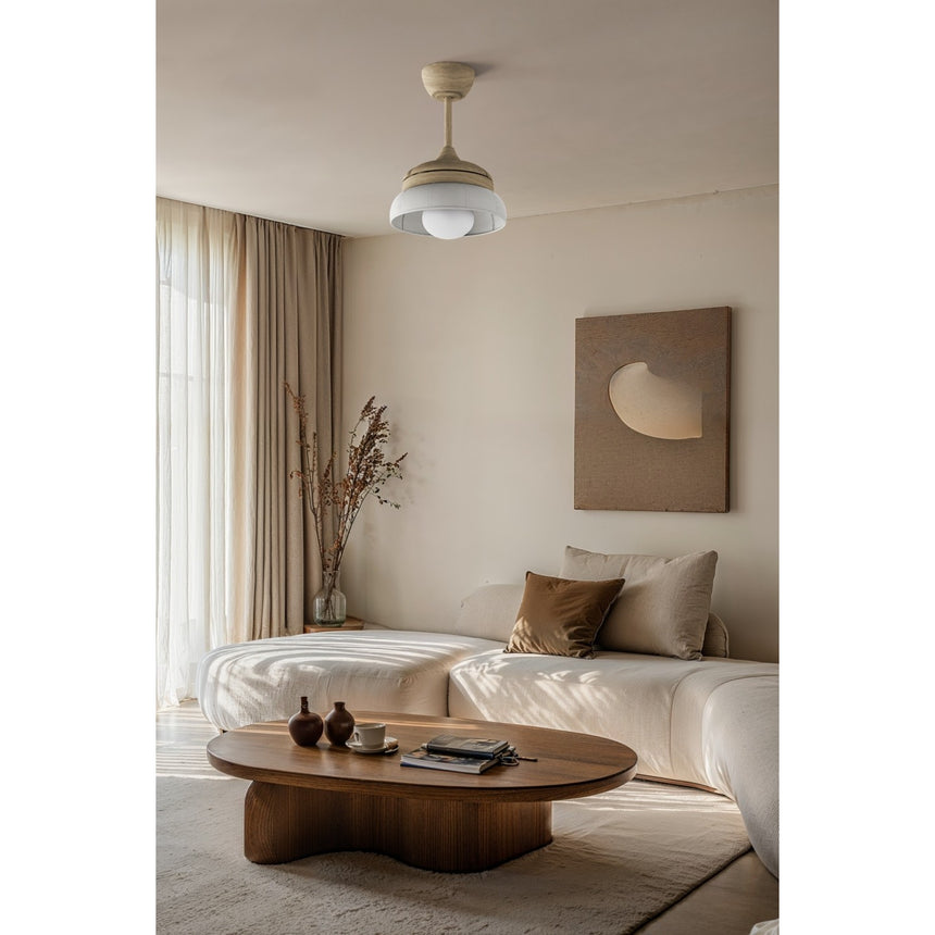 Ventilador de techo con luz Sulion Emma 55cm madera con pantalla pino lavado motor DC — vista 2