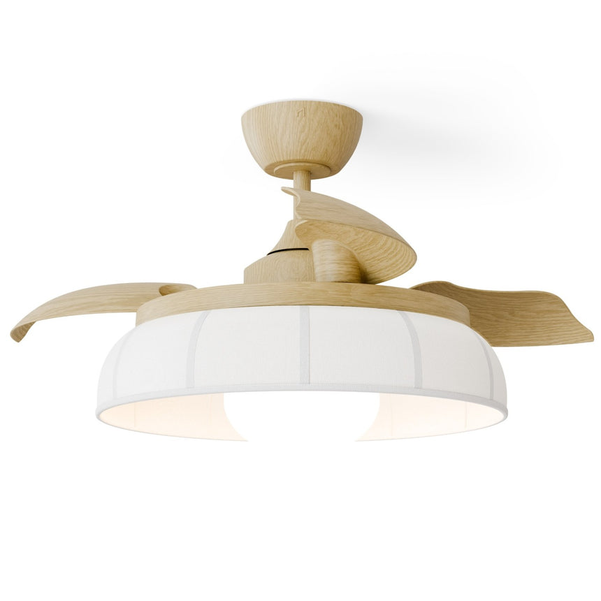 Ventilador de techo con luz Sulion Emma 89cm madera con pantalla pino lavado motor DC — vista 4