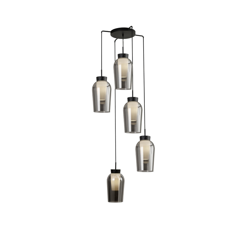 Mantra Nora Lámpara de techo colgante 5 luces negro mármol 8283