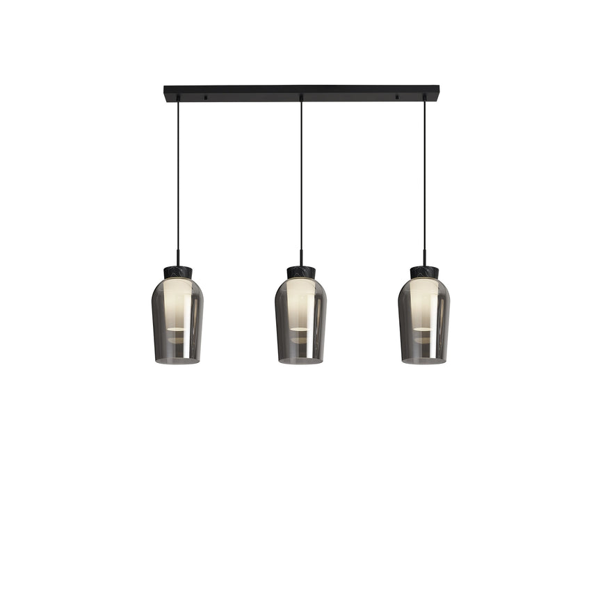 Mantra Nora Lámpara de techo colgante 3 luces negro/Mármol 8285