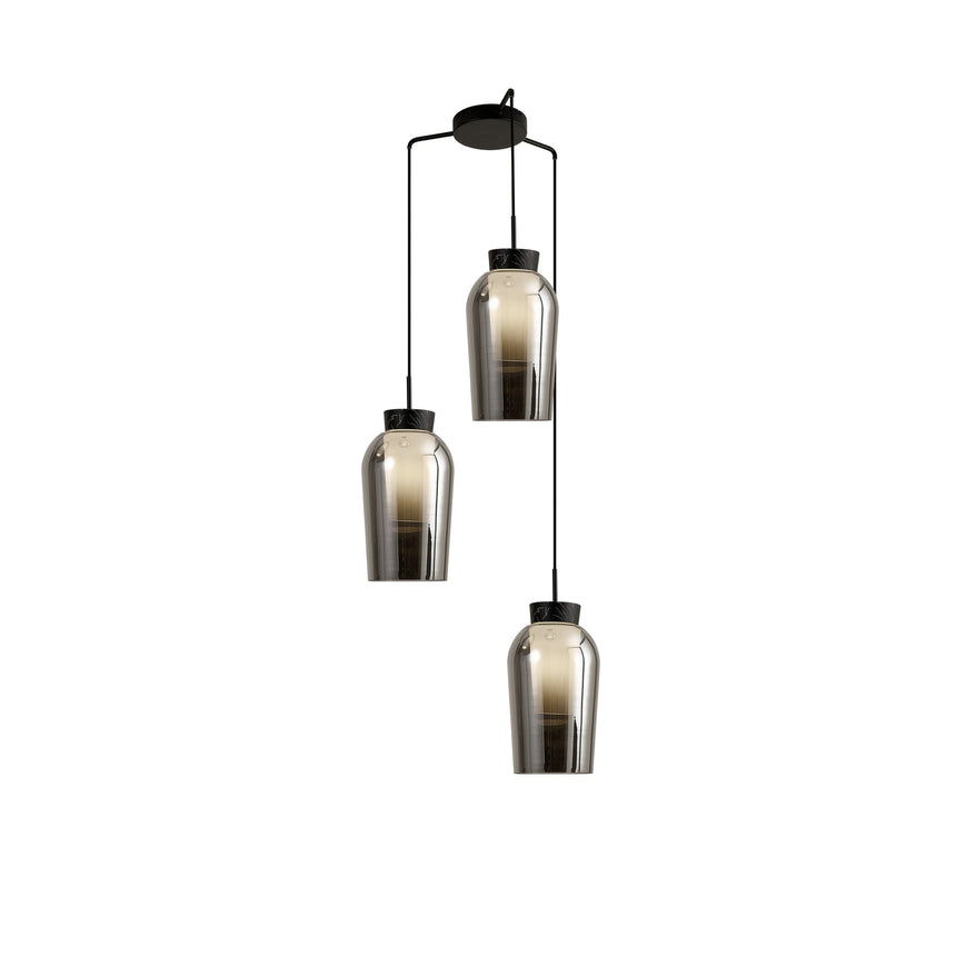 Mantra Nora Lámpara de techo colgante 3 luces negro/Mármol 8284