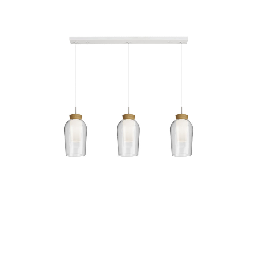 Mantra Nora Lámpara de techo colgante 3 luces blanco/madera 8277