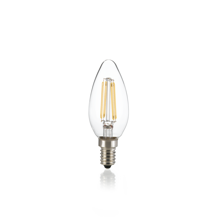 Bombilla Ideal Lux Oliva 101224 E14 de cristal transparente con filamentos LED