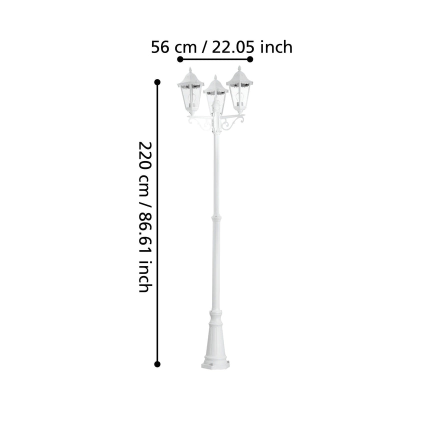 Farola de exterior EGLO Navedo blanco E27 IP44 220cm Ø56cm 93454 - imagen 3
