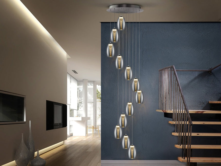 Schuller Nebula Lámpara de techo colgante 12 luces cromo, espejado y transparente 584541