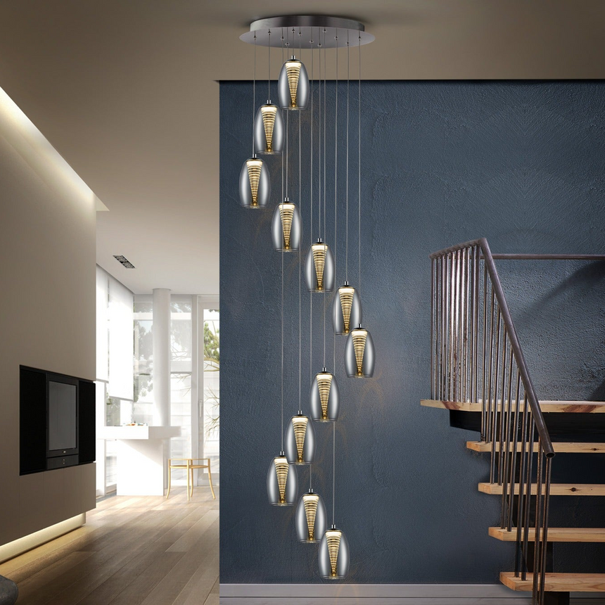 Schuller Nebula Lámpara de techo colgante 12 luces cromo, espejado y transparente 584541