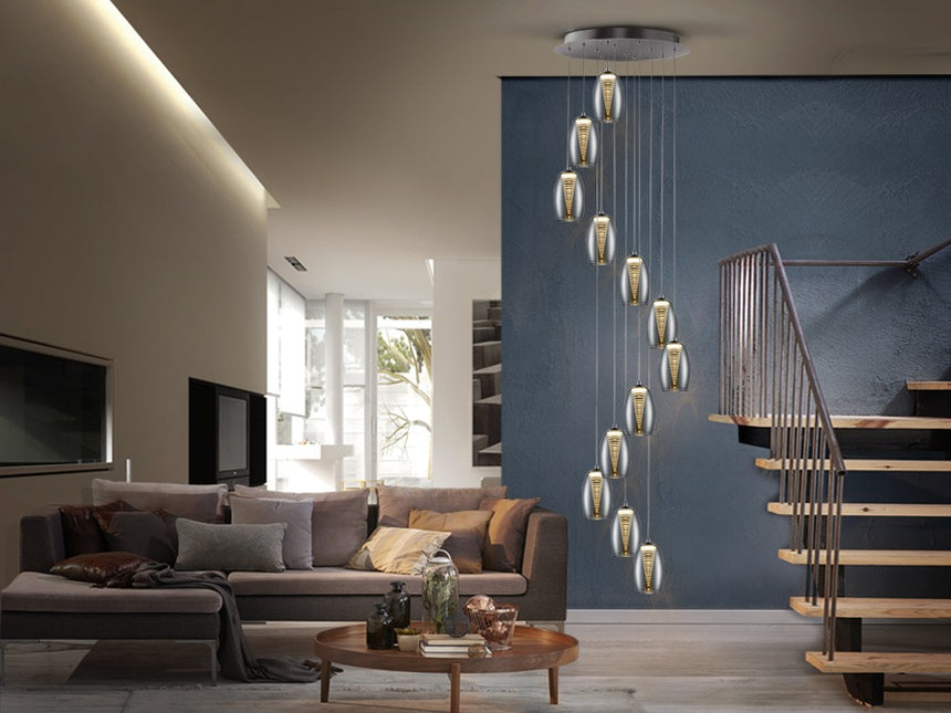 Schuller Nebula Lámpara de techo colgante 12 luces cromo, espejado y transparente 584541