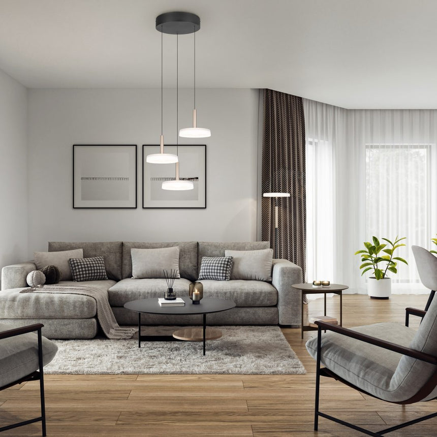 Lámpara colgante Celeste 3 luces LED 3000K blanco y dorado 354930365