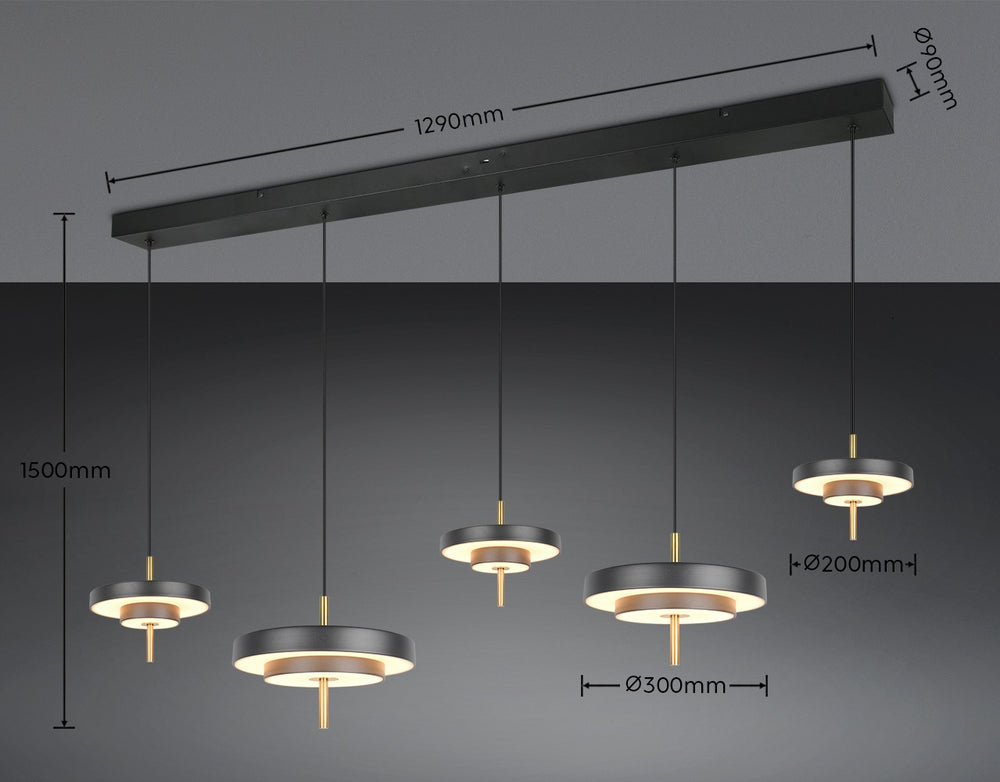 Trio Keaton Lámpara de techo colgante 5 luces CCT regulable 340210580