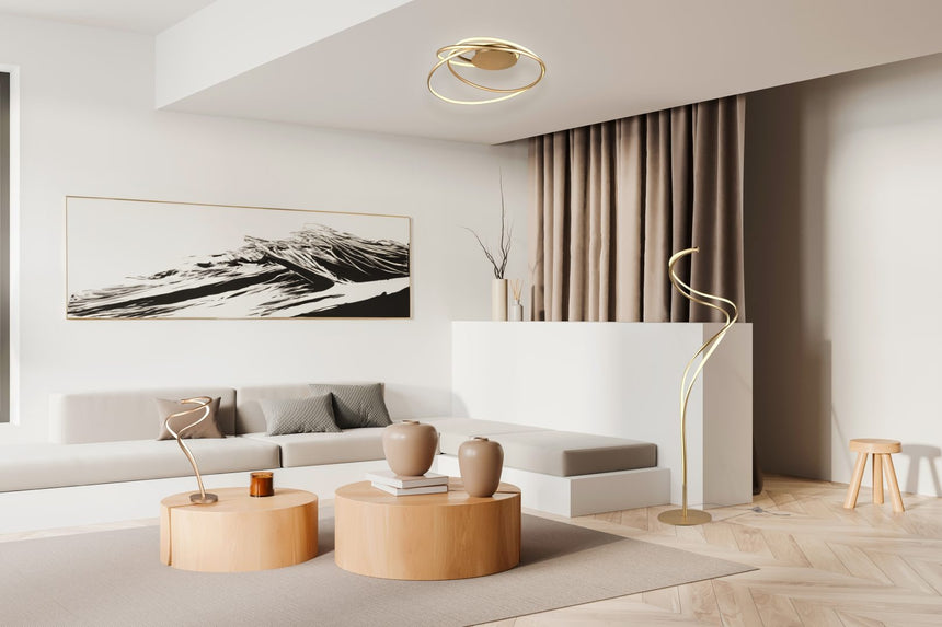 Lámpara de pie Trio Nala LED dorado regulable 160cm 444310179