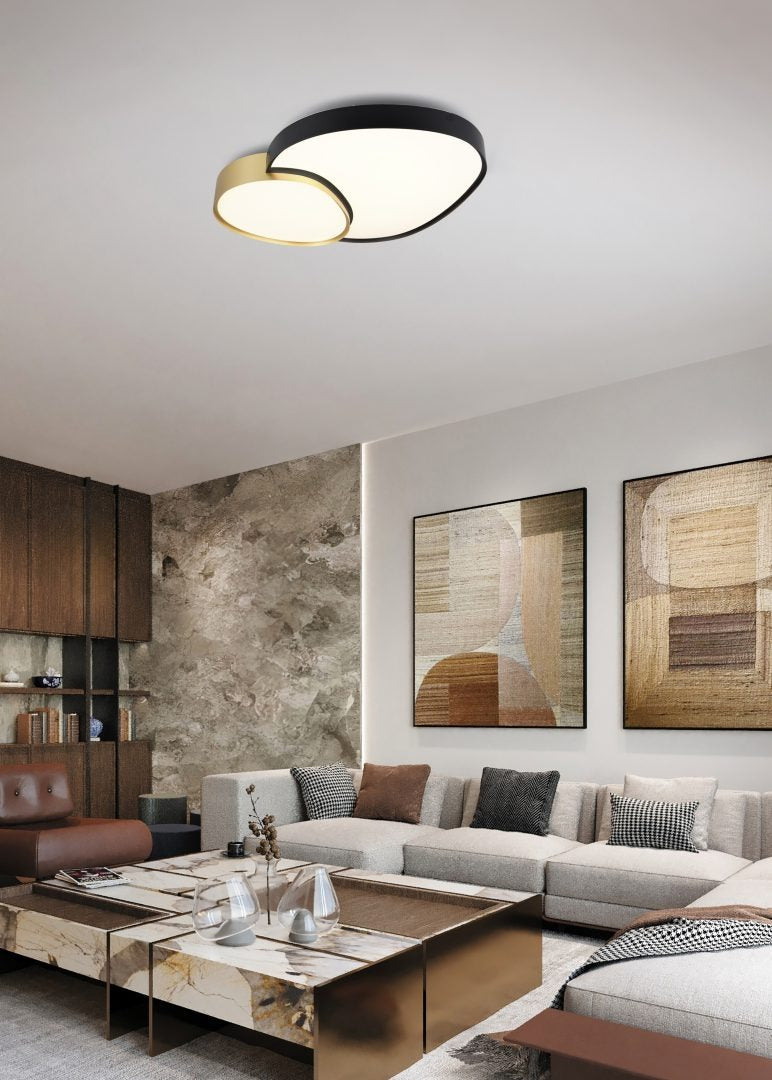 Plafón/Aplique LED Rise 45W negro y oro regulable con mando Trio 647519280