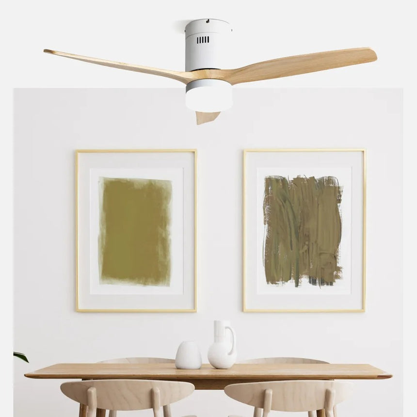 Ventilador de techo Aguilón con luz CCT mando 132cm madera 128291368