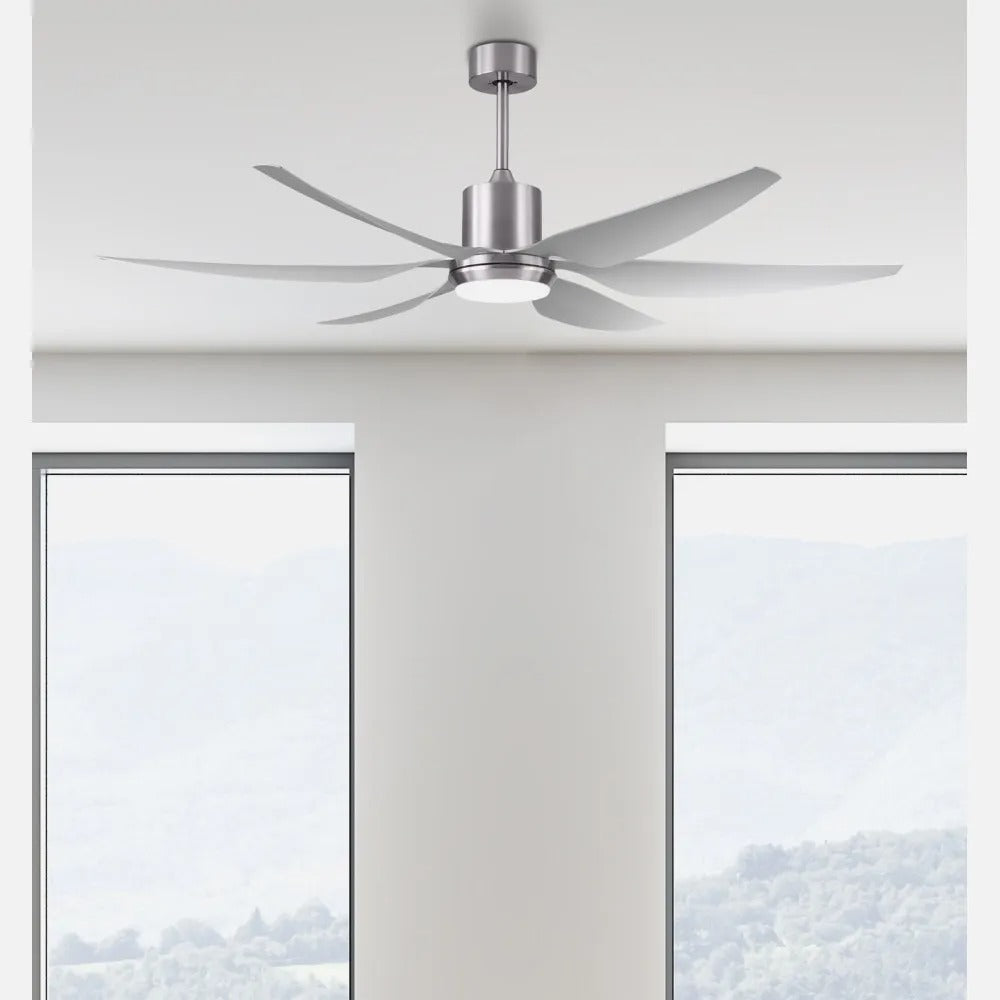 Fabrilamp Otto DC Fan 24w nickel 6 Silver Blades Reg.x167d 3000-4000-6000k 2 stems C/remote, Memory and Timer 158691663