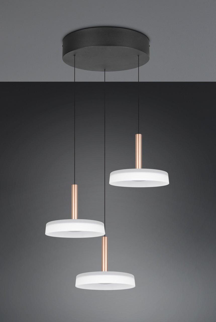 Lámpara colgante Celeste 3 luces LED 3000K blanco y dorado 354930365