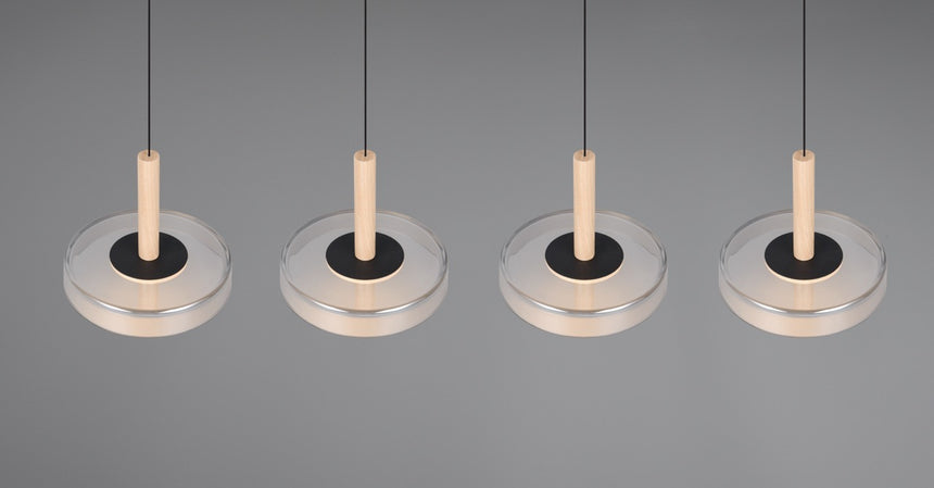 Lámpara colgante Celeste 4 luces LED acero cromado y dorado 354910432