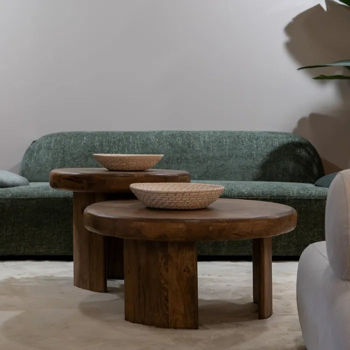 Mesa de centro grande madera de mango marrón 80x80x41cm 612805-1