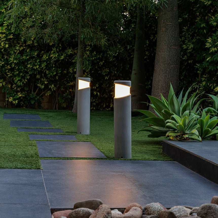 Baliza de exterior Faro Block 70cm E27 LED gris IP65 opal 74142