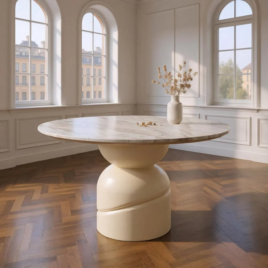 Mesa comedor mármol y madera 120x120x76cm 614757