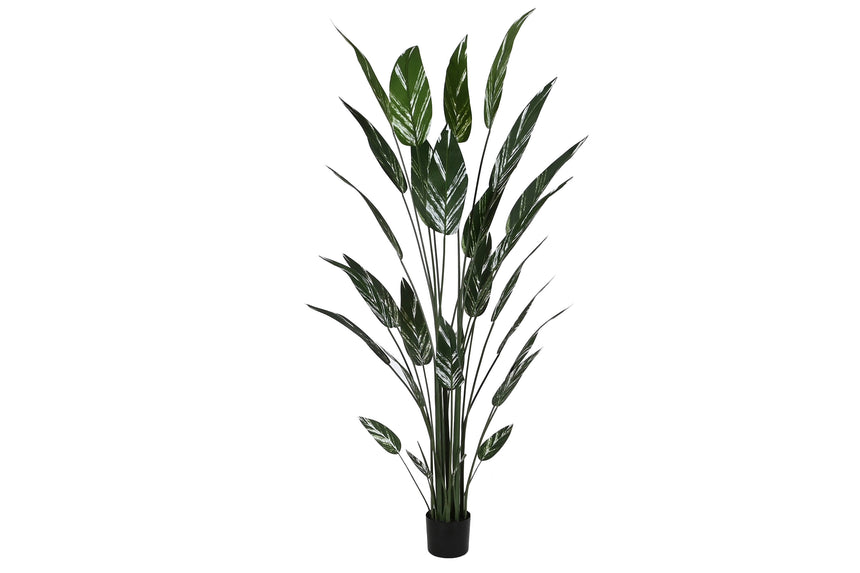 Planta artificial ITEM JA-210903 completa con hojas verdes y blancas y base negra