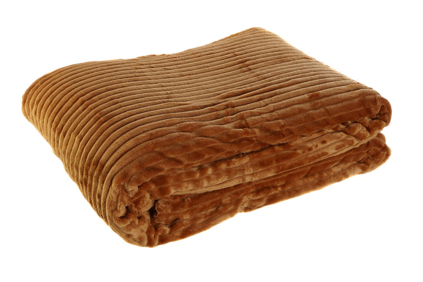 Manta ITEM TX-207988 terracota de poliéster con relieve acanalado