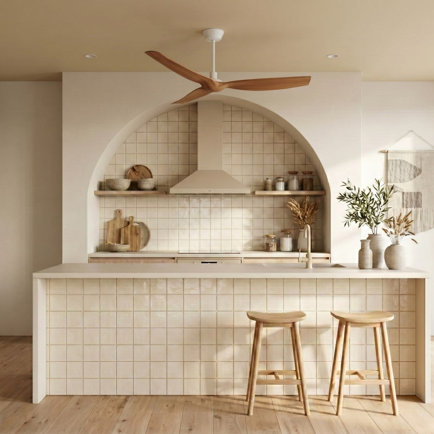 Ventilador de techo Sulion Ivy Neo 132cm blanco y madera media motor DC con mando — vista 2