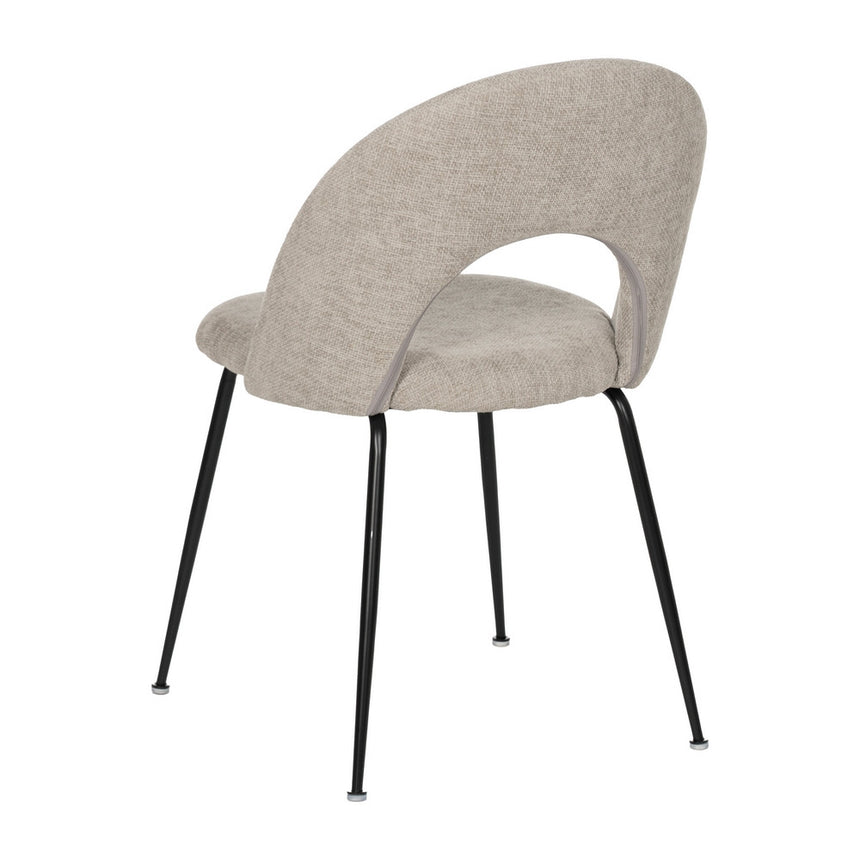 Silla IXIA 612570 tapizada gris con patas negras, vista posterior en diagonal